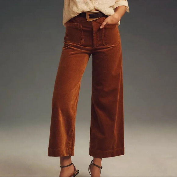 NWT Anthropologie Maeve The Colette Cropped Cord Wide Leg Bronze 24 - Picture 1 of 12